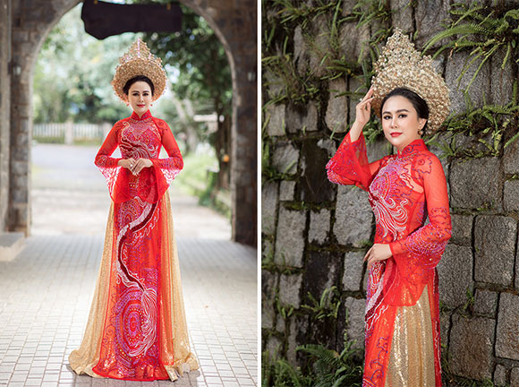 Hoa hậu Lý Kim Ngân lại hóa nàng thơ trong tà áo dài Tommy Nguyễn