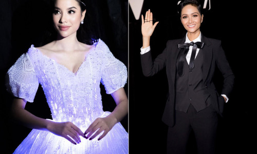 Phạm Hương diện váy phát sáng, làm công chúa xinh đẹp của Hoa hậu H' Hen Niê
