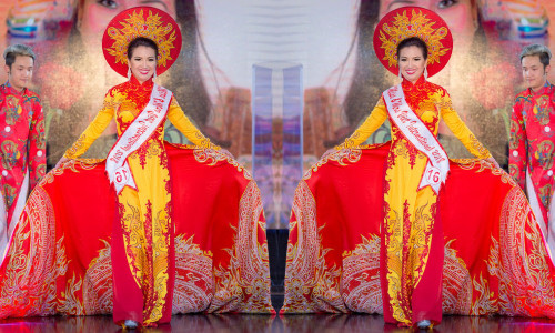 Ngắm vẻ đẹp lộng lẫy của Hoa hậu Lý Ngọc Quyên trong bộ trang phục áo dài trong đêm đăng quang