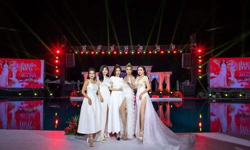 Hoa hậu Lý Kim Ngân diện dạ hội đuôi dài 3 mét thu hút ánh nhìn